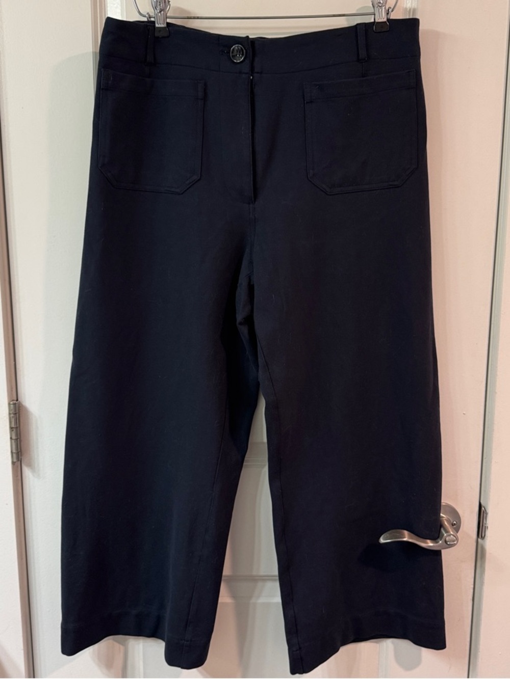 Quince Black Wide-Leg Cropped Trousers